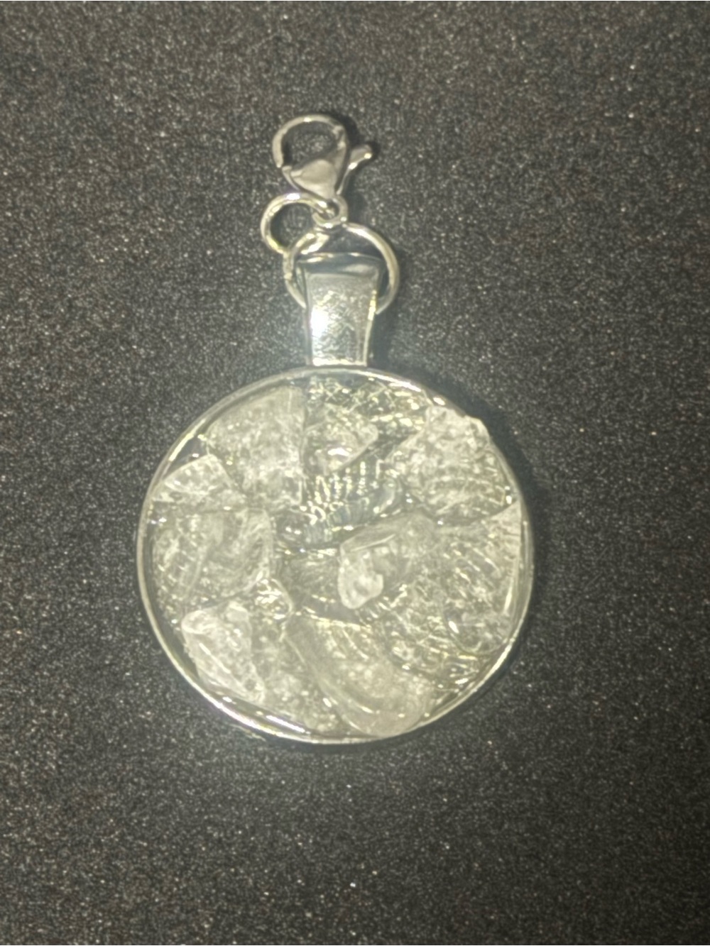 Handcrafted clear quartz Round Crystal Shard Pendant Charm